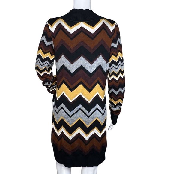 Missoni Sweater Womens Small Black Brown Chevron Longline Cardigan Target Casual - Picture 4 of 7